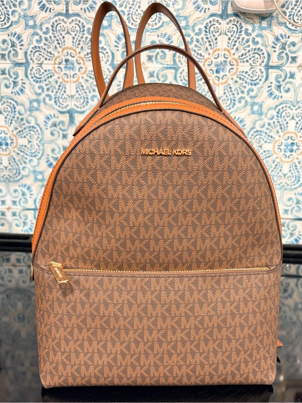 NWOT.  Michael Kors Brown Signature MK Backpack